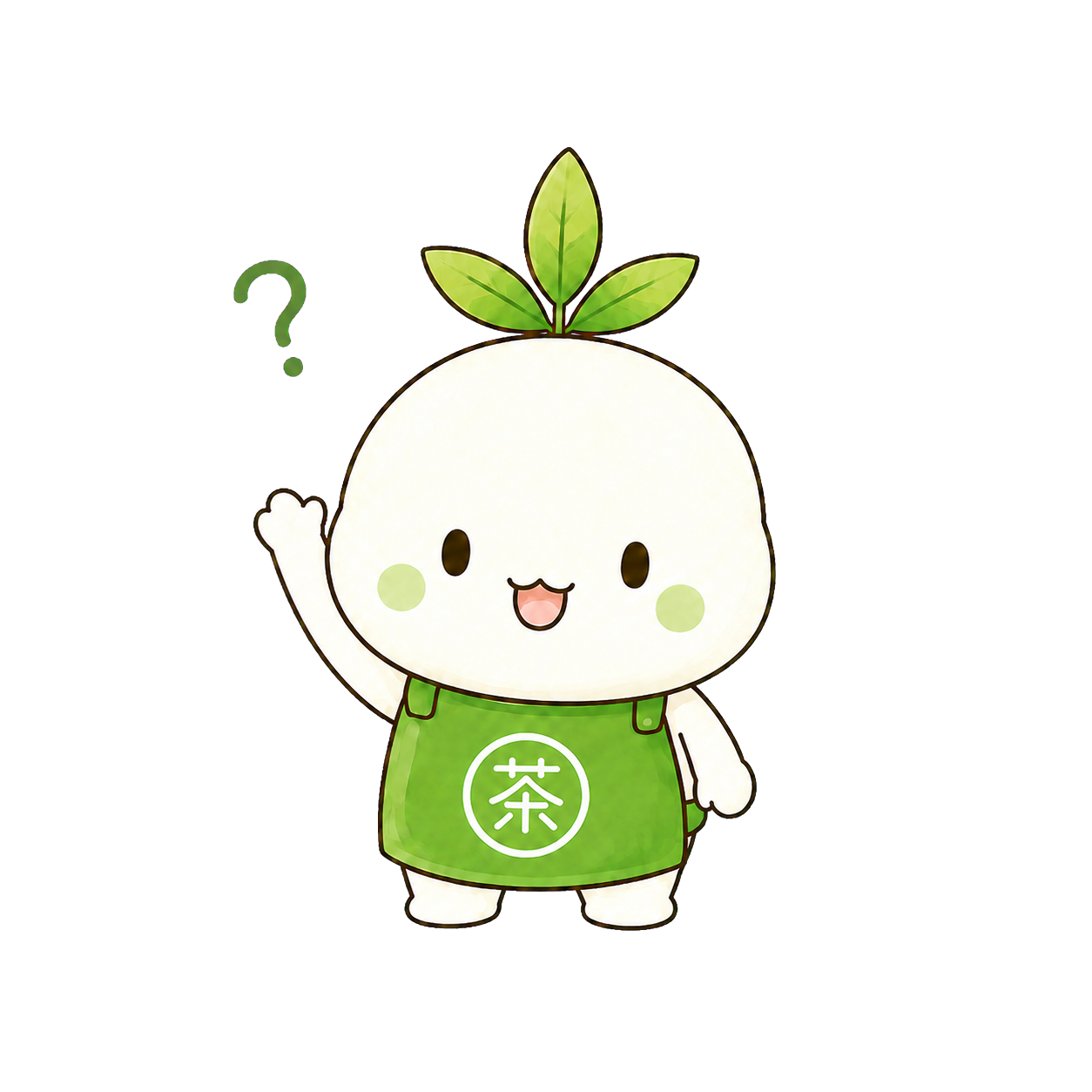 Chamaro raising his hand beside a question mark